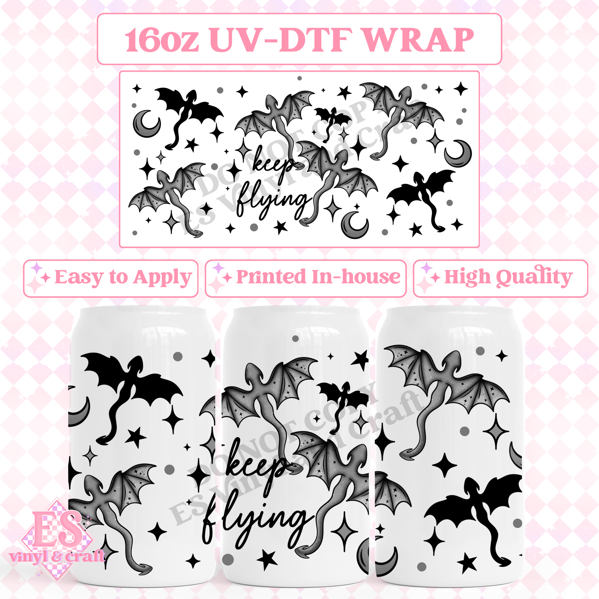 Keep Flying - 16oz Beer Can / Libbey UV-DTF Transfer image 0