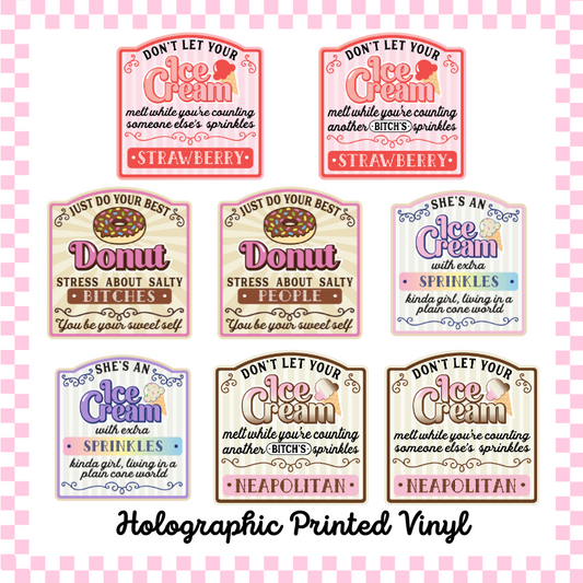 Ice Cream and Donut Labels - Teckwrap Holographic Printed Vinyl image 0