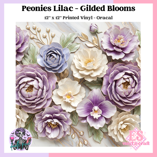 Peonies Lilac - 12" x 12" Printed Vinyl image 0