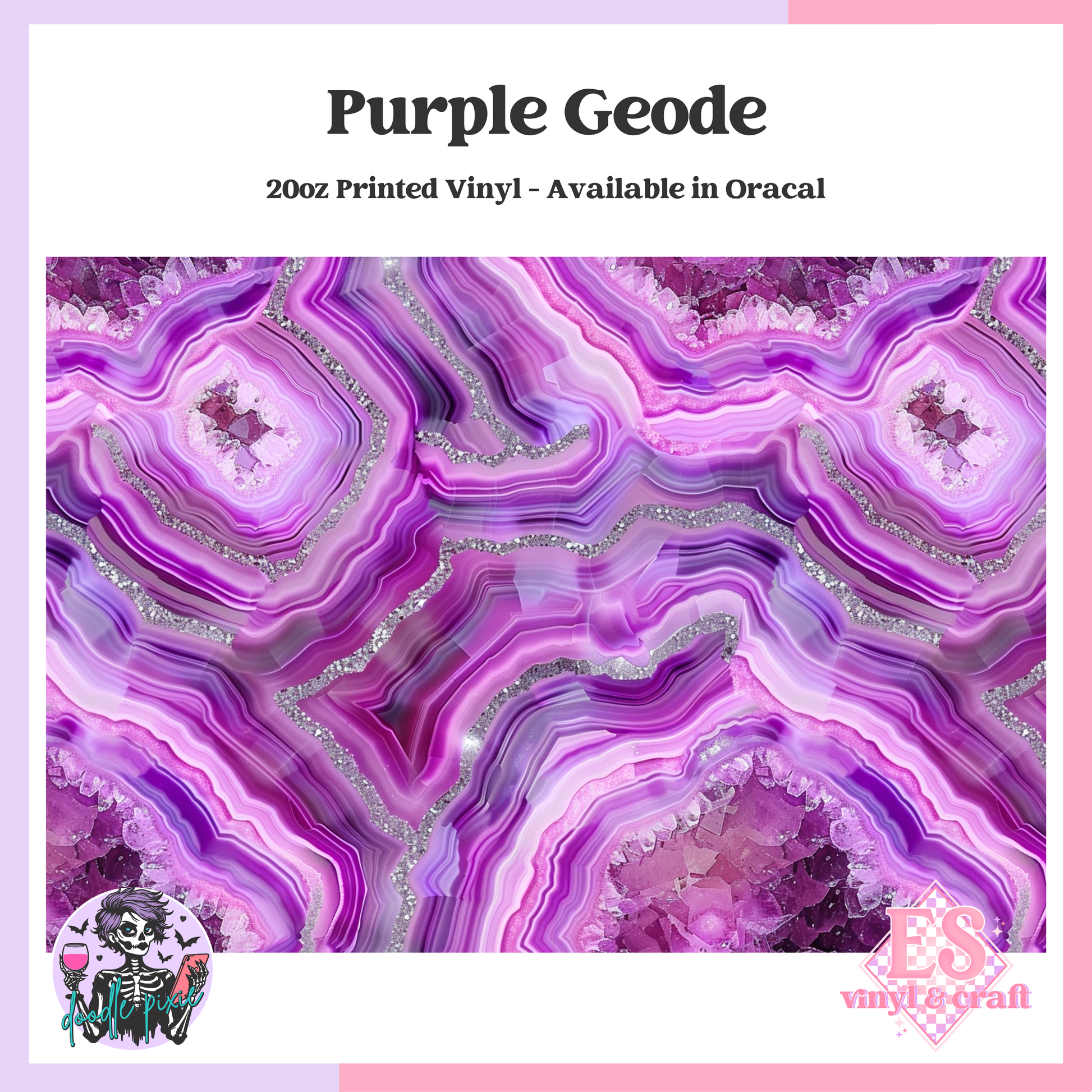 Purple Geode - 20oz Printed Tumbler Self Adhesive Vinyl (Oracal) image 0