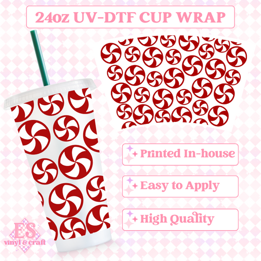 Peppermints Christmas Candy - UVDTF 24oz Cold Cup Wrap image 0