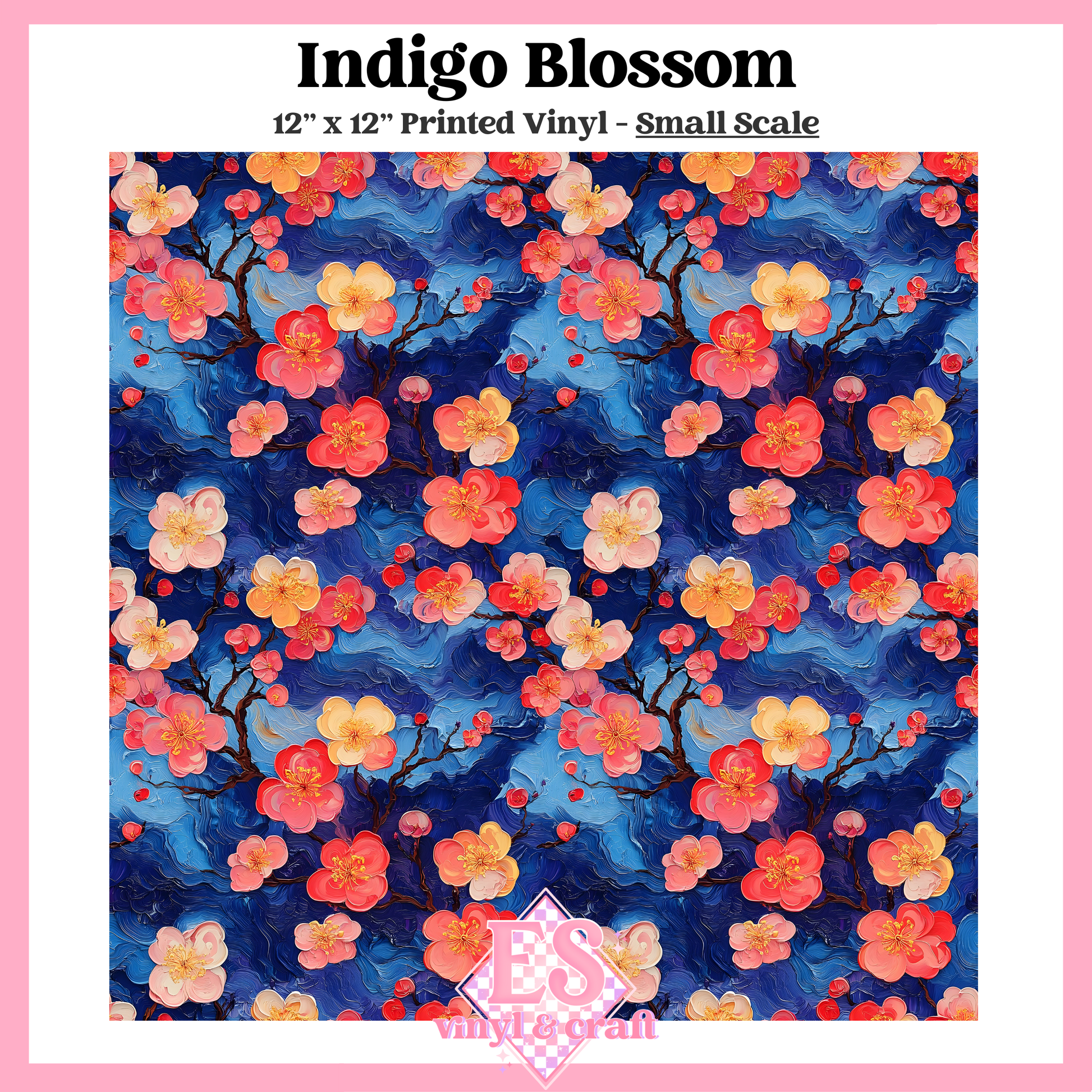 Indigo Blossom - Small or Large Scale Options - 12" x 12" Sheet image 1