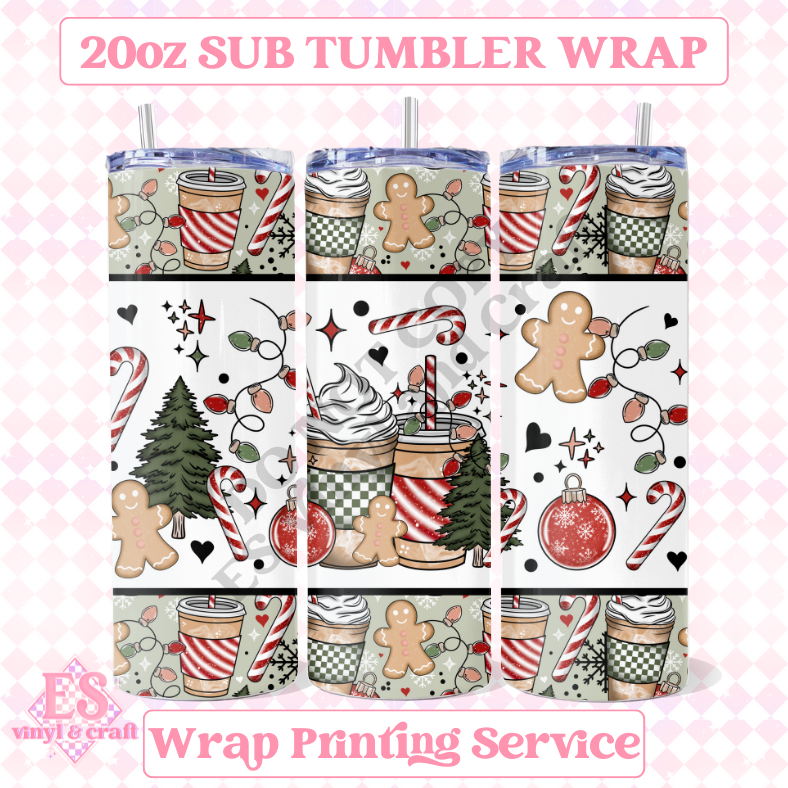 Christmas Coffee - Full 20oz Tumbler Sublimation Ready Print image 0
