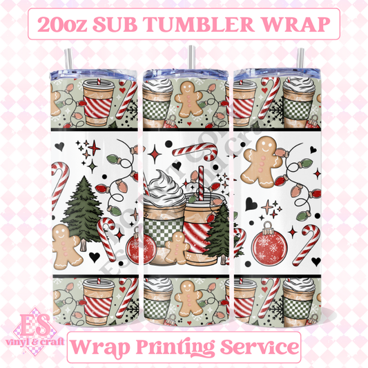 Christmas Coffee - Full 20oz Tumbler Sublimation Ready Print image 0