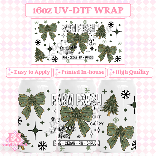 Farm Fresh Trees and Bows - 16oz Beer Can / Libbey UV-DTF Transfer image 0