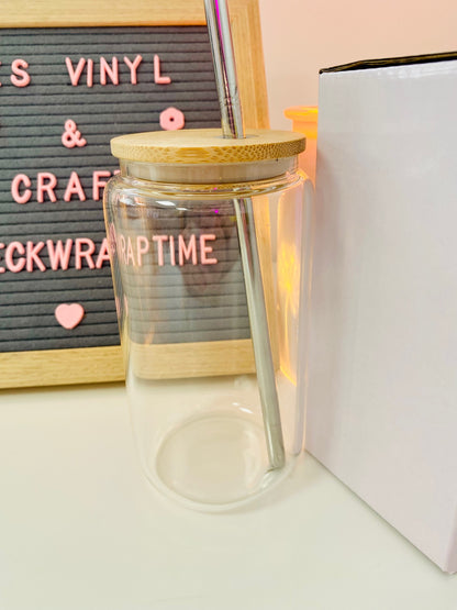 Bamboo Beer Can Glasses 16oz - Vinyl or UVDTF Plastic Straw image 2