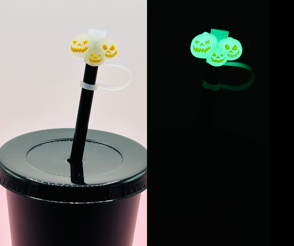 Straw Topper - Glow in the Dark Pumpkins image 0