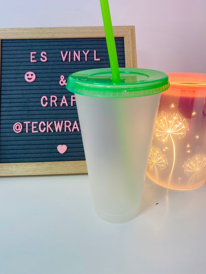 Coloured Clear Lid Frosted Solid Cold Cup 24oz image 3