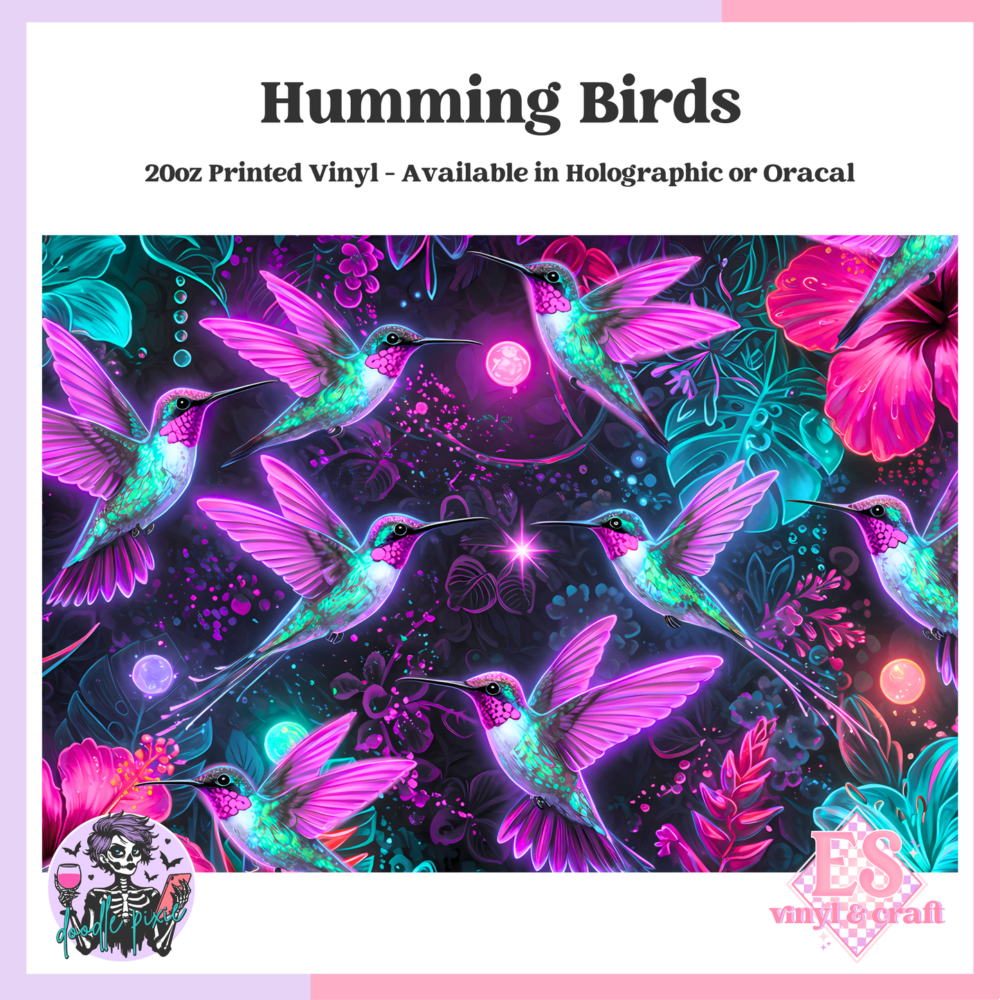 Hummingbirds - 20oz Printed Tumbler Self Adhesive Vinyl image 0