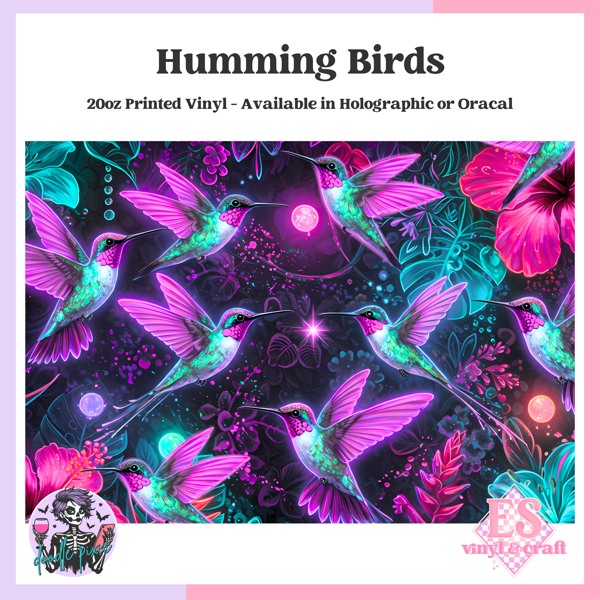 Hummingbirds - 20oz Printed Tumbler Self Adhesive Vinyl image 0