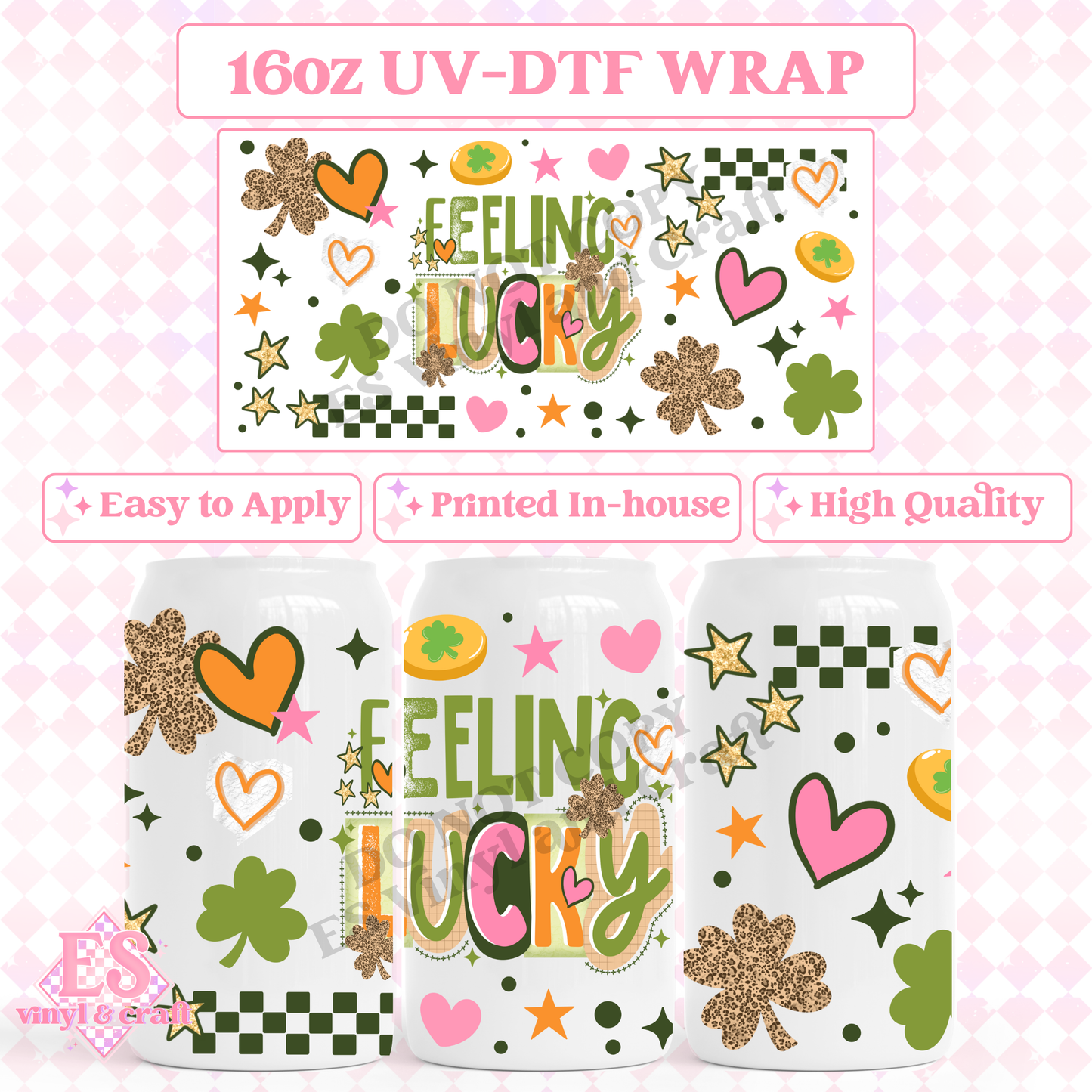 Feeling Lucky - 16oz Beer Can / Libbey UV-DTF image 0