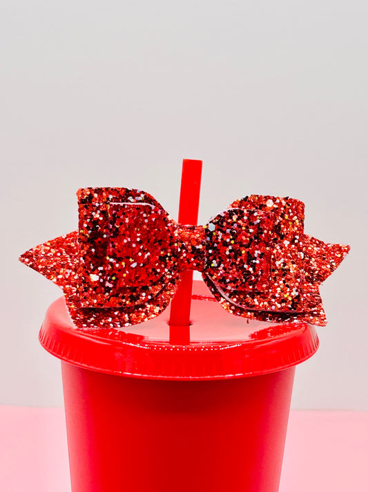 Bow Straw Topper - Crimson image 0