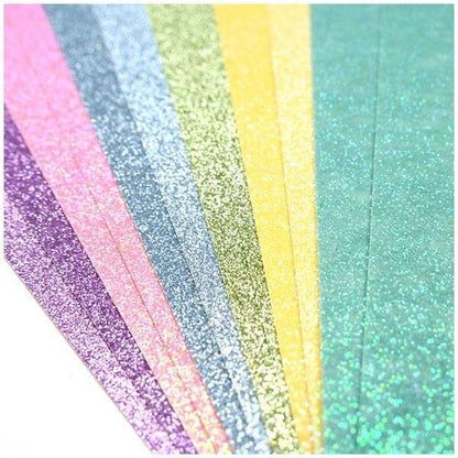 Dovecraft Double Sided Glitter Bumper Pack - Rainbow Pastels 12 Sheets 350gsm image 1