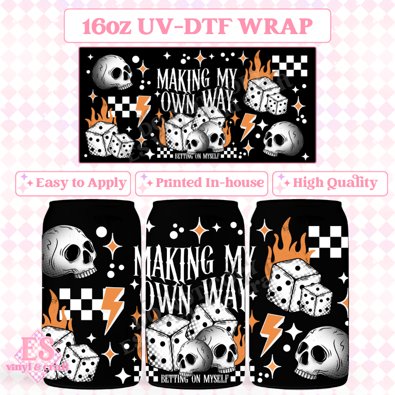 Betting on Myself (White) - 16oz Beer Can / Libbey UV-DTF image 0