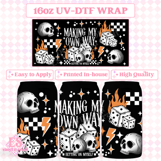 Betting on Myself (White) - 16oz Beer Can / Libbey UV-DTF image 0