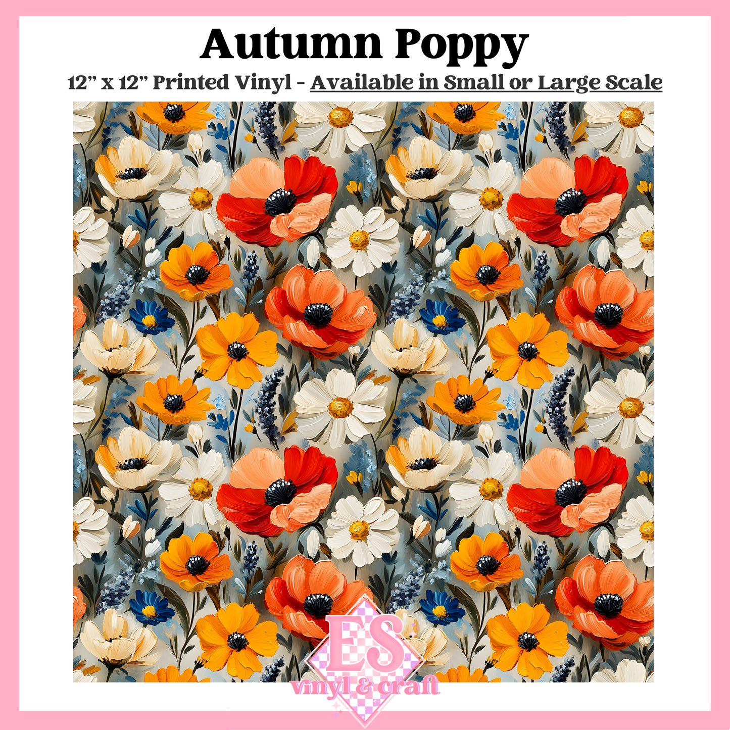 Autumn Poppy - Small or Large Scale Options - 12" x 12" Sheet image 0