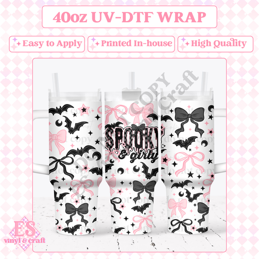 Spooky Girly - 40oz Tumbler Wraps - UV-DTF (2 Wraps - Top and B image 0