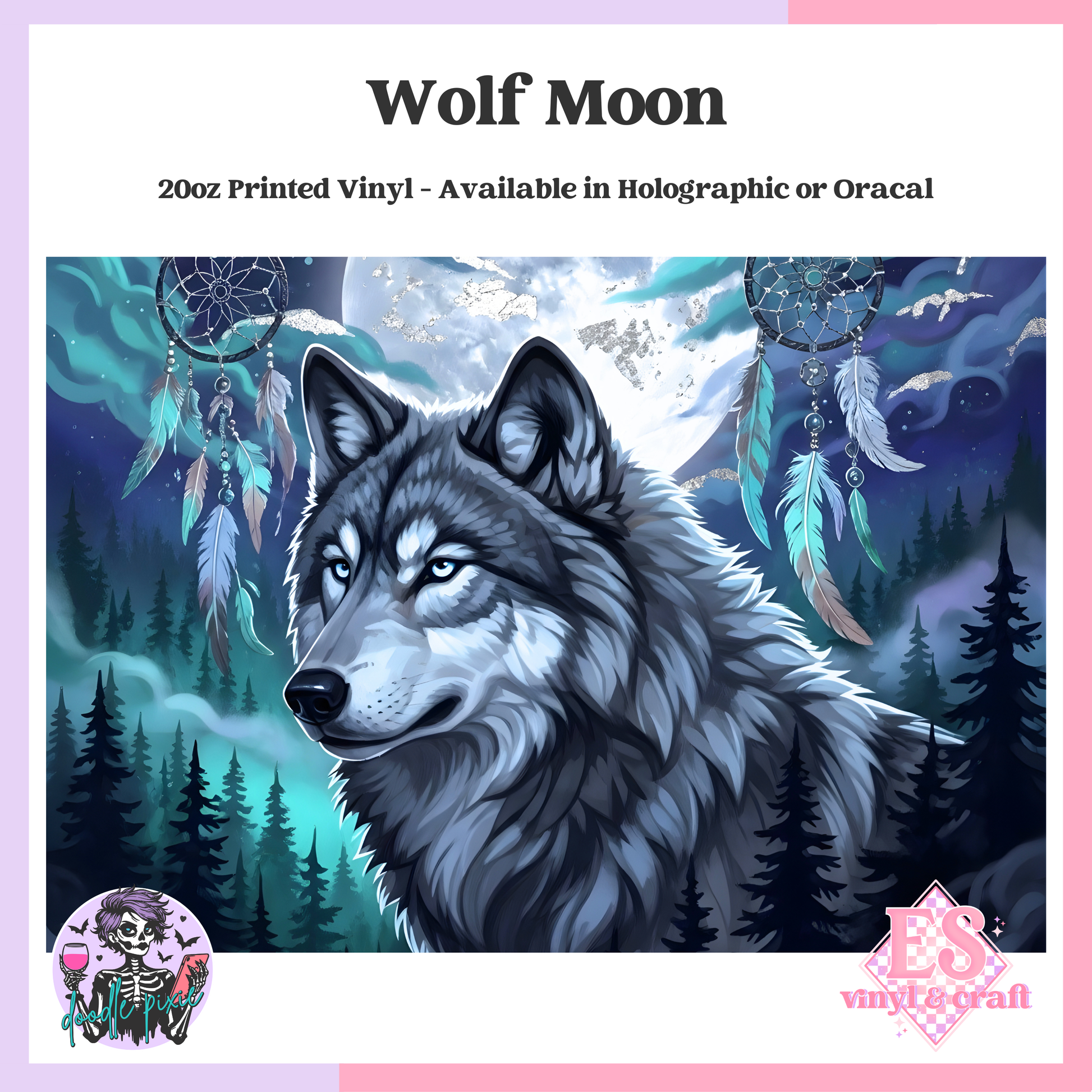 Wolf Moon - 20oz Printed Tumbler Self Adhesive Vinyl image 0