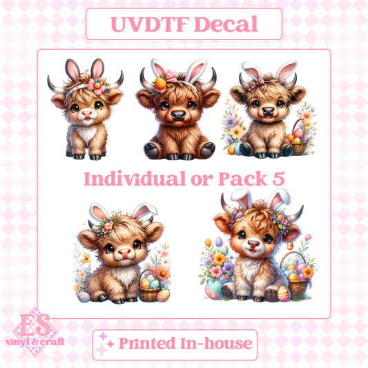 Easter Highland Cows - UV-DTF Decal Transfer image 0