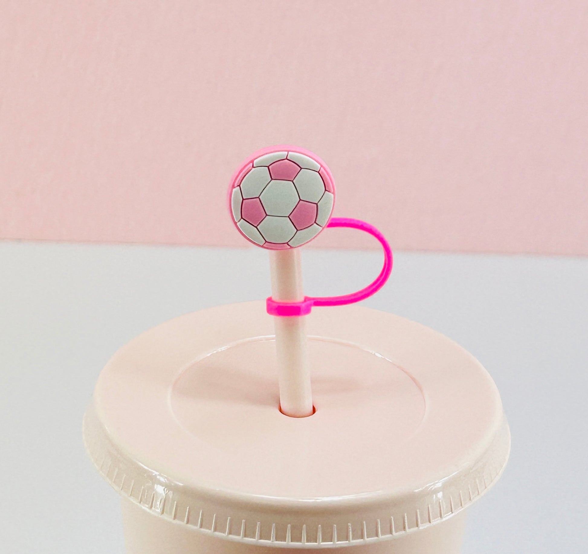 Pink Football - Straw Topper image 0
