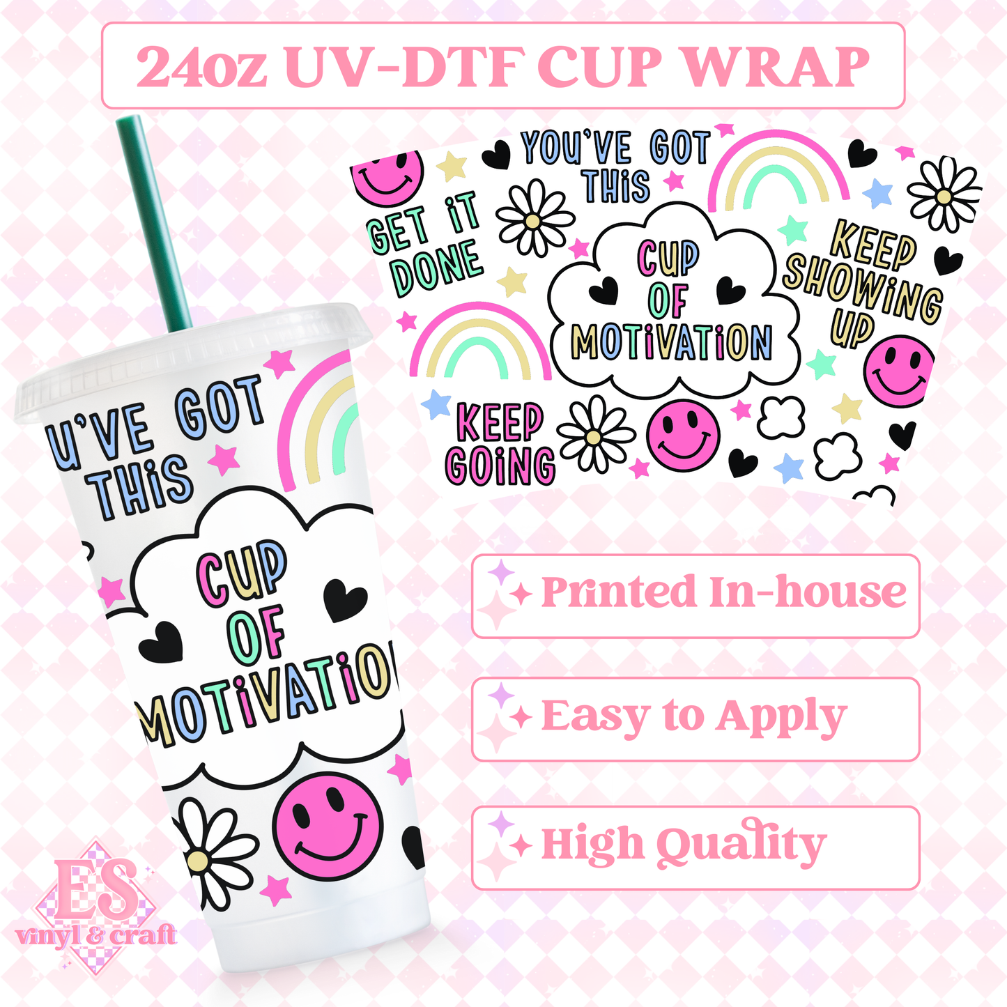 Cup of Motivation - UVDTF 24oz Cold Cup Wrap image 0