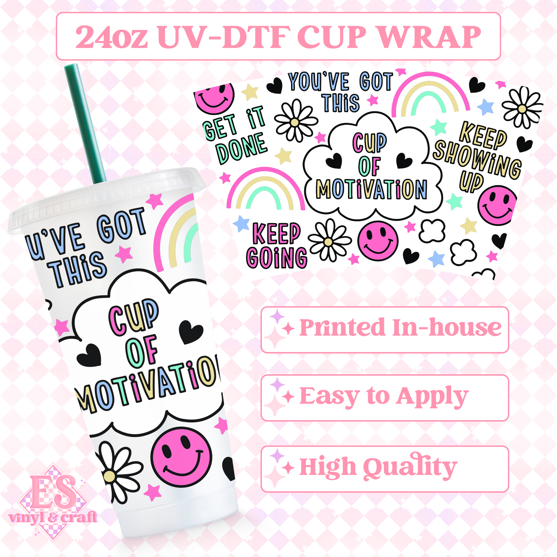 Cup of Motivation - UVDTF 24oz Cold Cup Wrap image 0