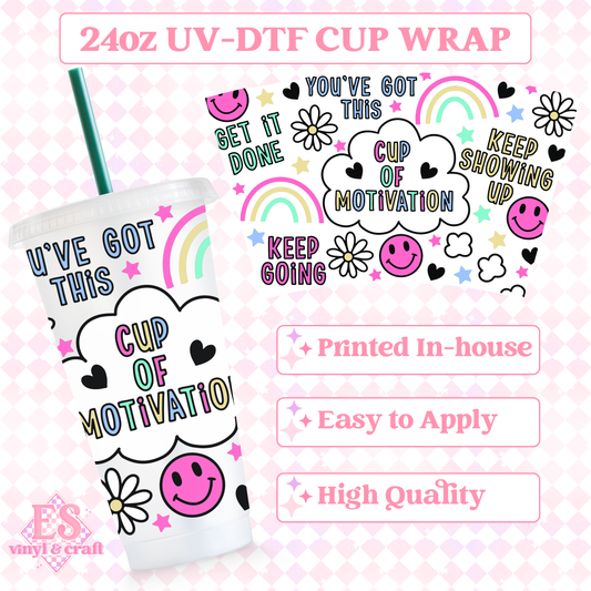 Cup of Motivation - UVDTF 24oz Cold Cup Wrap image 0