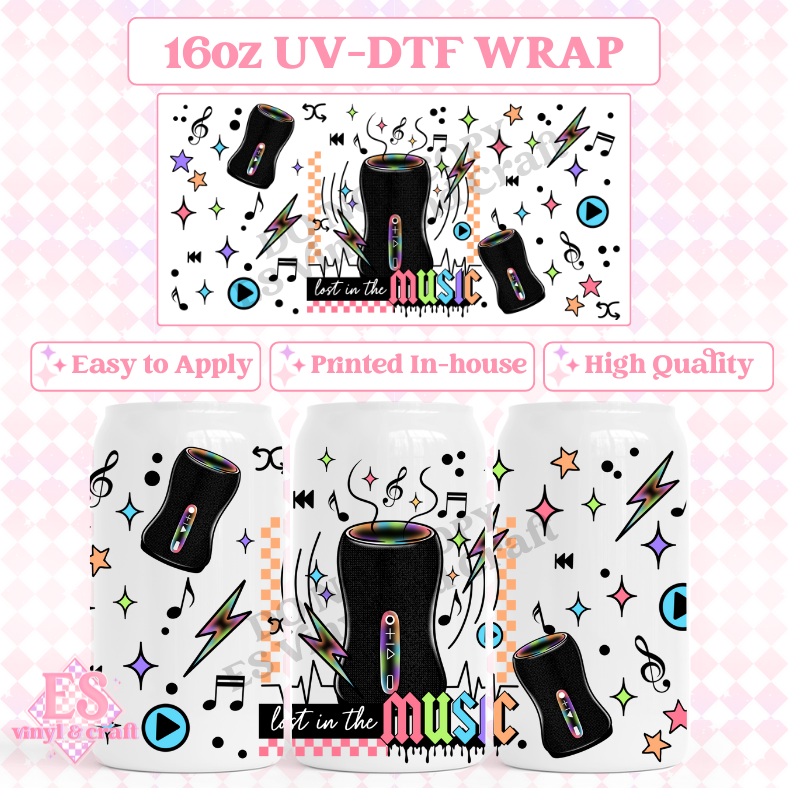 Lost in Music - 16oz Beer Can / Libbey UV-DTF Transfer image 0