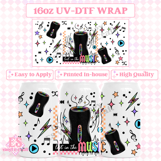Lost in Music - 16oz Beer Can / Libbey UV-DTF Transfer image 0