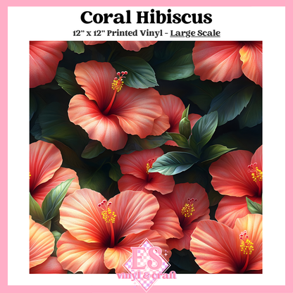Coral Hibiscus - Small or Large Scale Options - 12" x 12" Sheet image 2