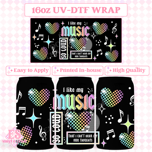 Music So Loud (White Elements) - 16oz Beer Can / Libbey UV-DTF Transfer image 0