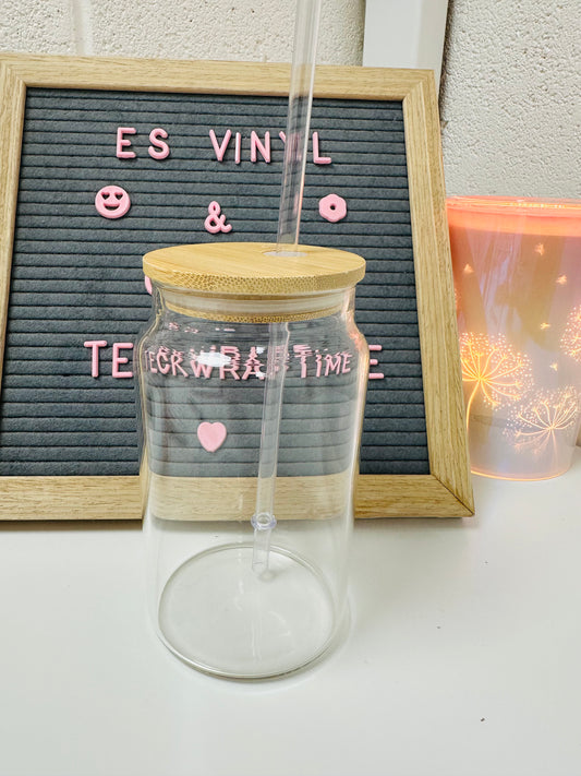 16oz Beer Can Glasses - Bamboo Lid & Clear Straw image 0
