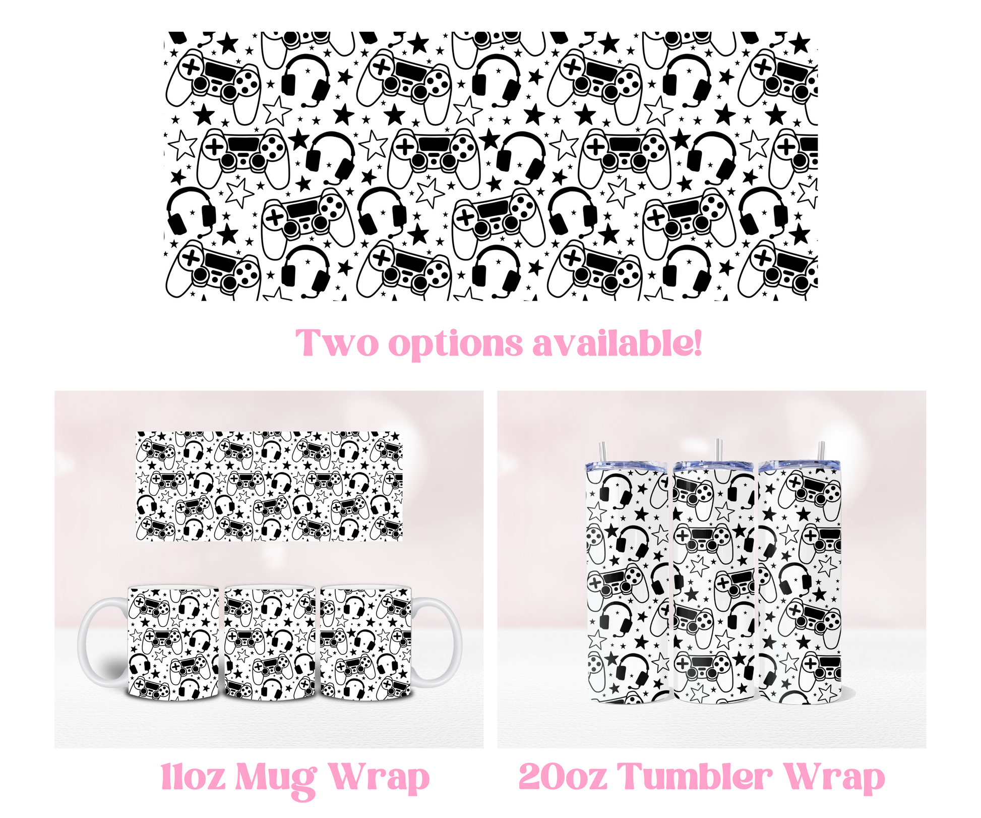 Gamer P Seamless - Pre Printed Sublimation 11oz or 20oz Wrap image 0