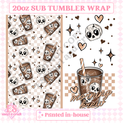 Morning Brew Skull - Full 20oz Tumbler Sublimation Print image 1