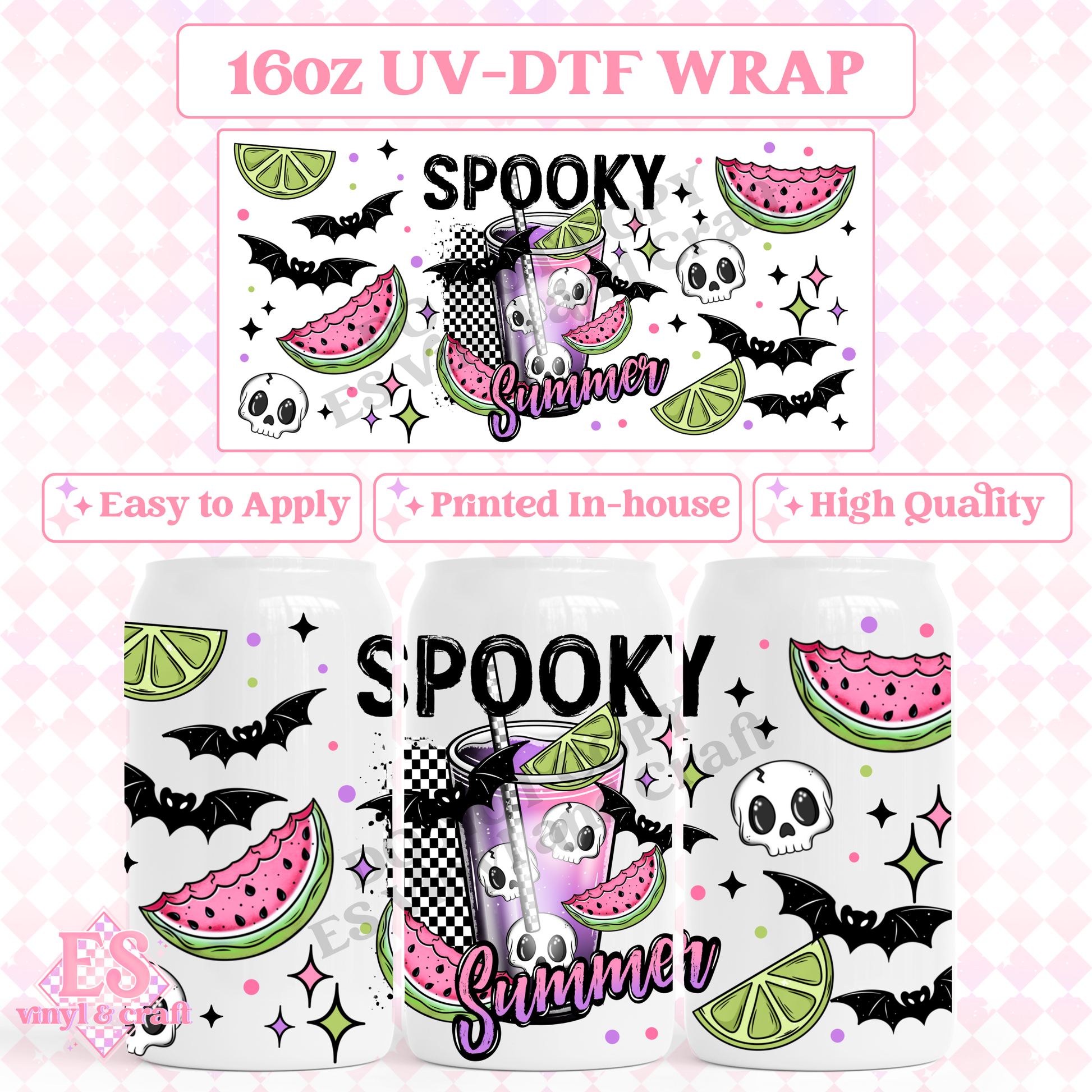 Spooky Summer - 16oz Beer Can / Libbey UV-DTF Transfer image 0
