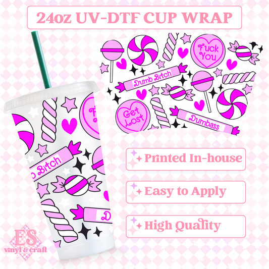 Sweary Candy - UVDTF 24oz Cold Cup Wrap image 0
