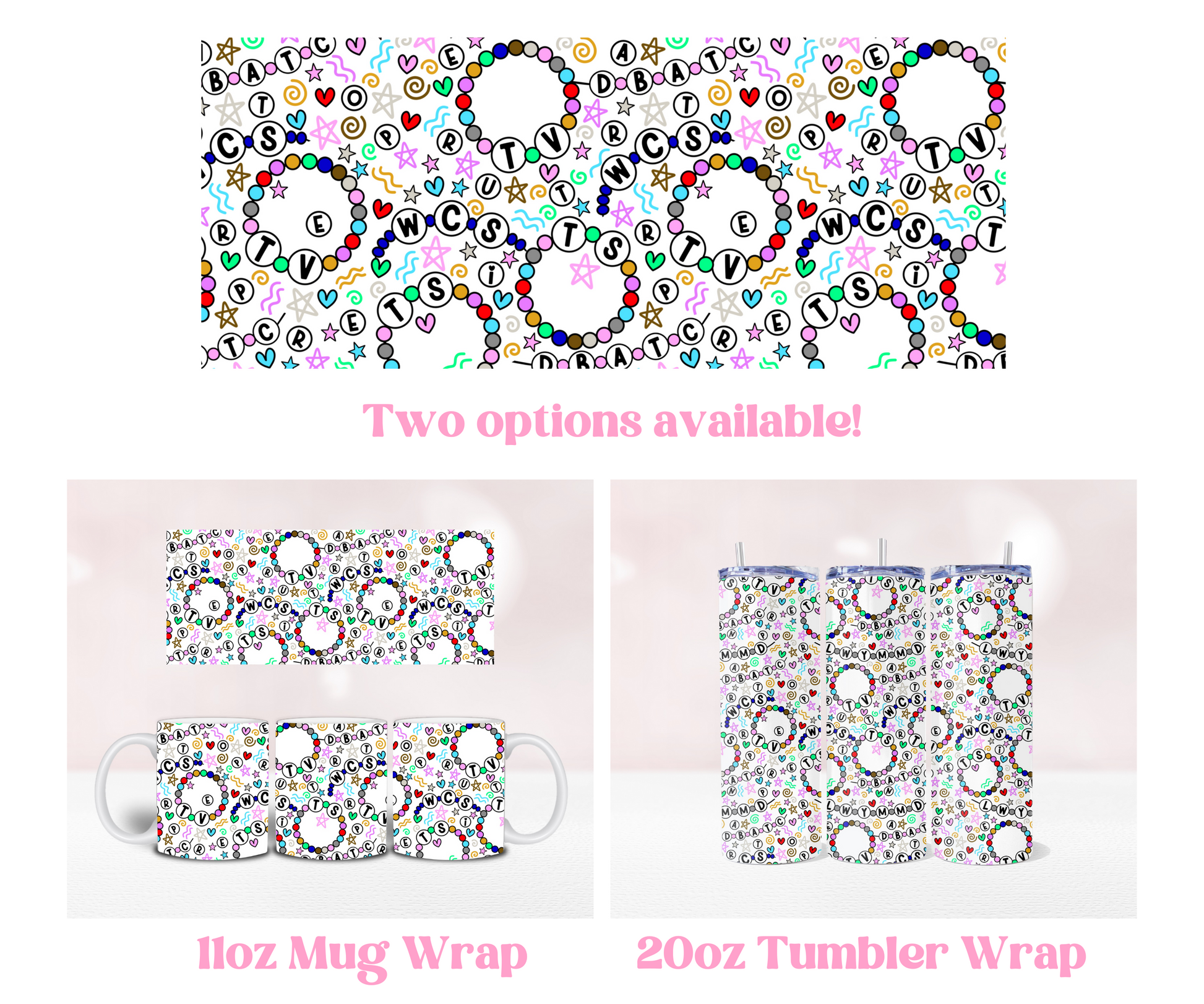 Friendship Bracelet Seamless - Pre Printed Sublimation 11oz or 20oz Wrap image 0