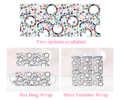 Friendship Bracelet Seamless - Pre Printed Sublimation 11oz or 20oz Wrap image 0