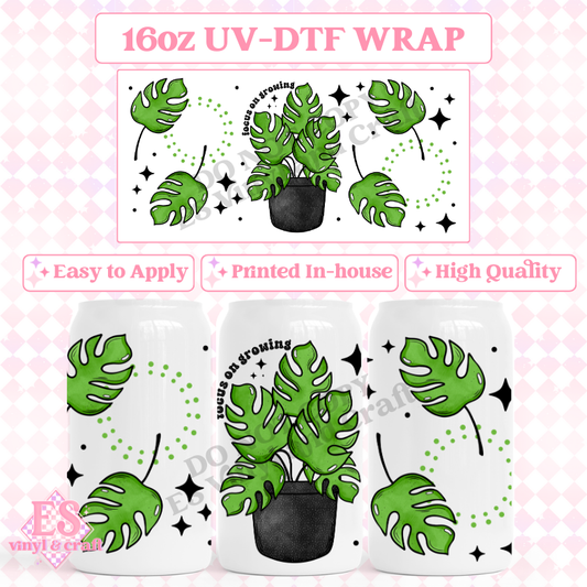 Spooky Monstera - 16oz Beer Can / Libbey UV-DTF Transfer image 0