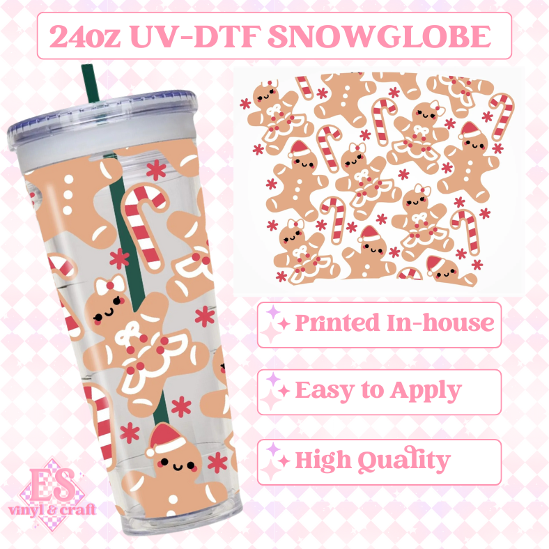 Christmas Gingerbreads - UVDTF 24oz Snowglobe Wrap image 0