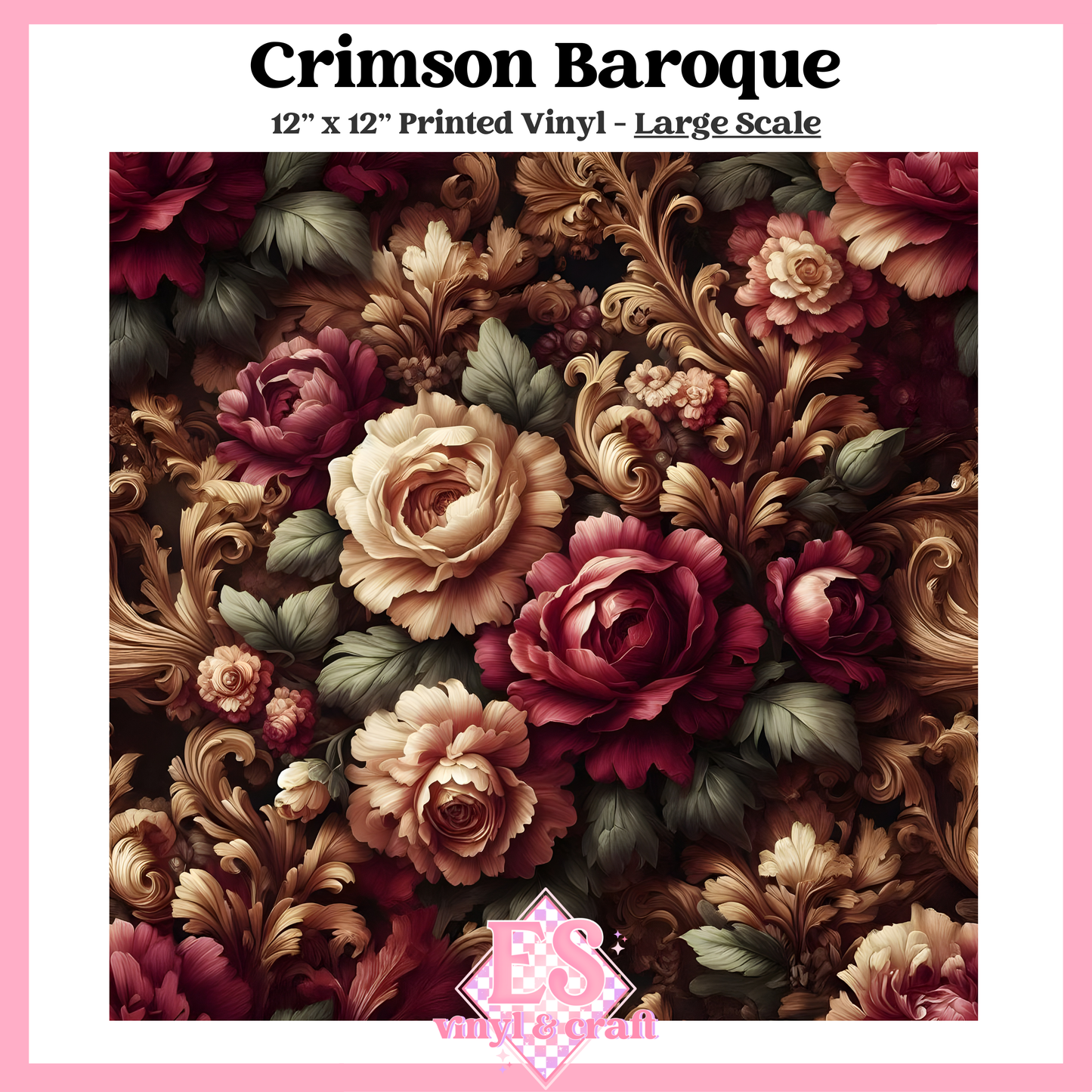 Crimson Baroque - Small or Large Scale Options - 12" x 12" Sheet image 2