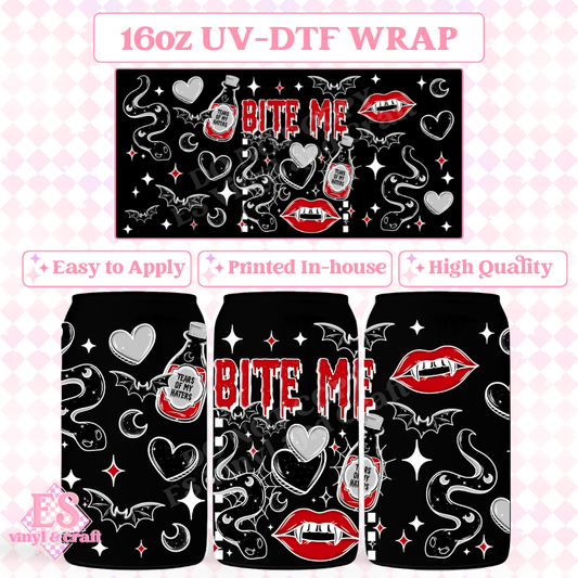 Bite Me White - 16oz Beer Can / Libbey UV-DTF image 0