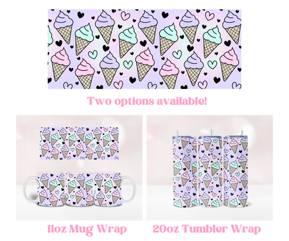 Ice Cream Seamless - Pre Printed Sublimation 11oz or 20oz Wrap image 0