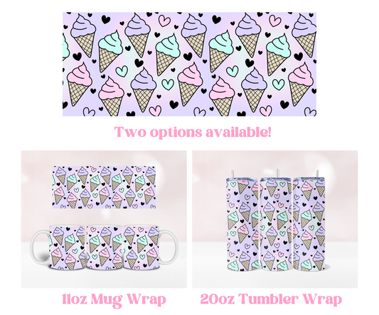 Ice Cream Seamless - Pre Printed Sublimation 11oz or 20oz Wrap image 0