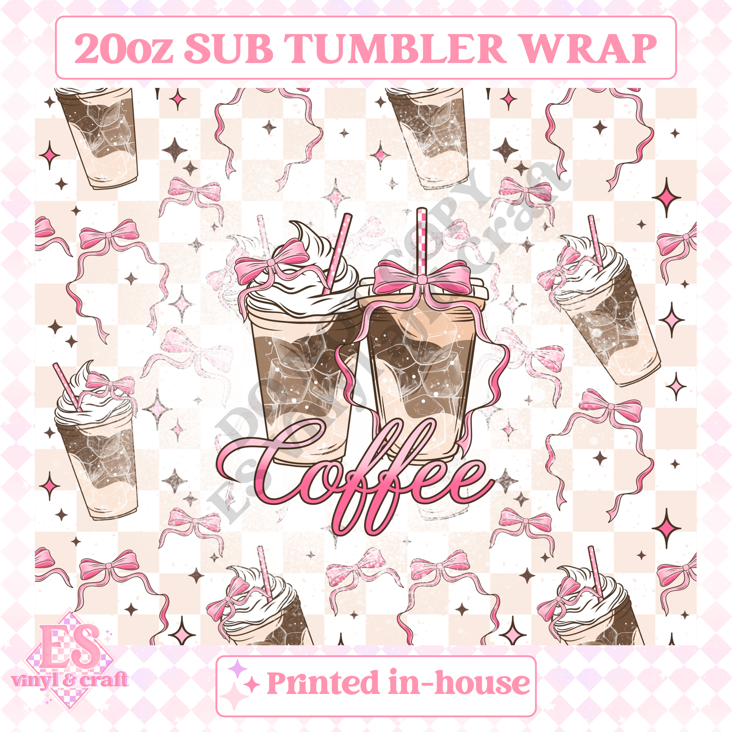 Pink Coffee - Full 20oz Tumbler Sublimation Print image 1