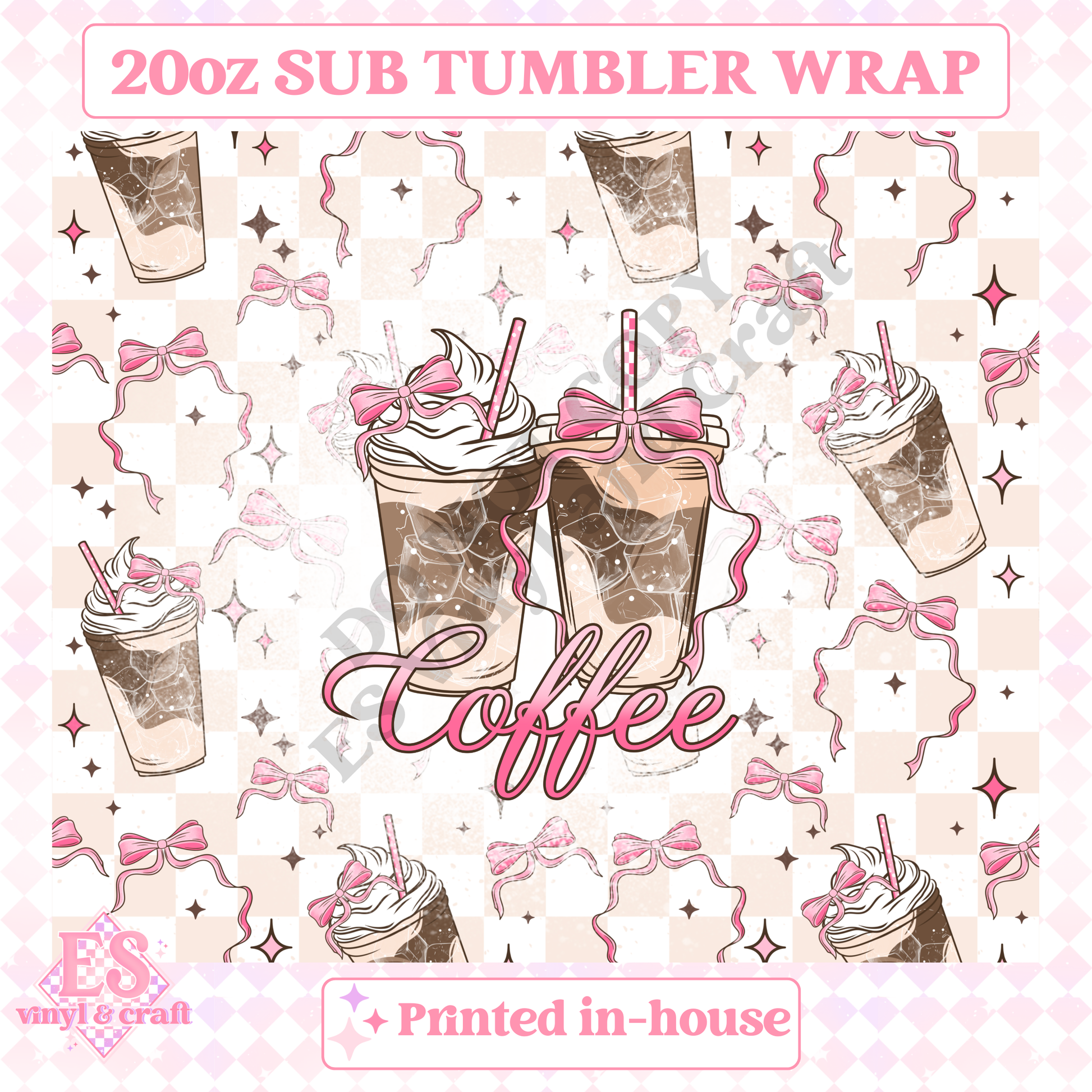 Pink Coffee - Full 20oz Tumbler Sublimation Print image 1