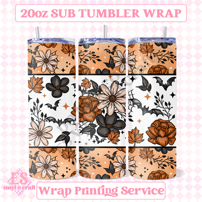 Autumn Bat Florals - Full 20oz Tumbler Sublimation Print image 0