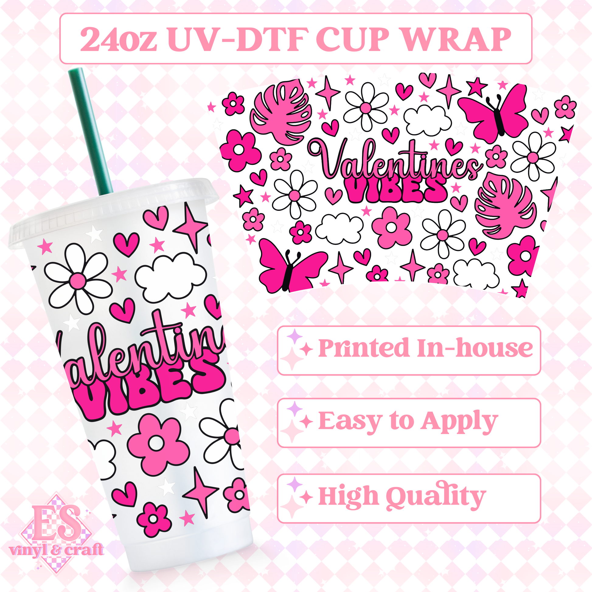 Valentine's Vibes - UVDTF 24oz Cold Cup Wrap image 0