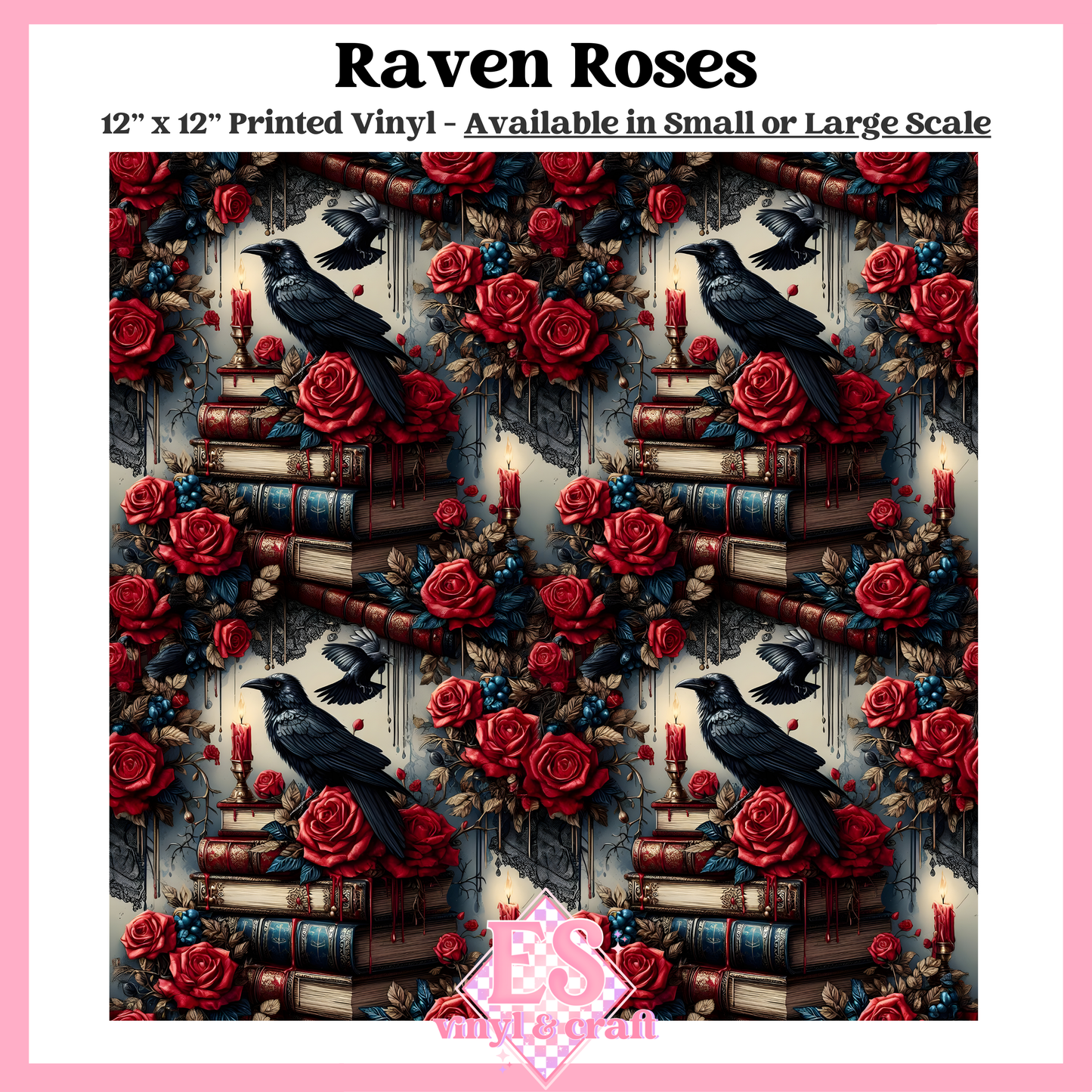 Raven Roses - Small or Large Scale Options - 12" x 12" Sheet image 0