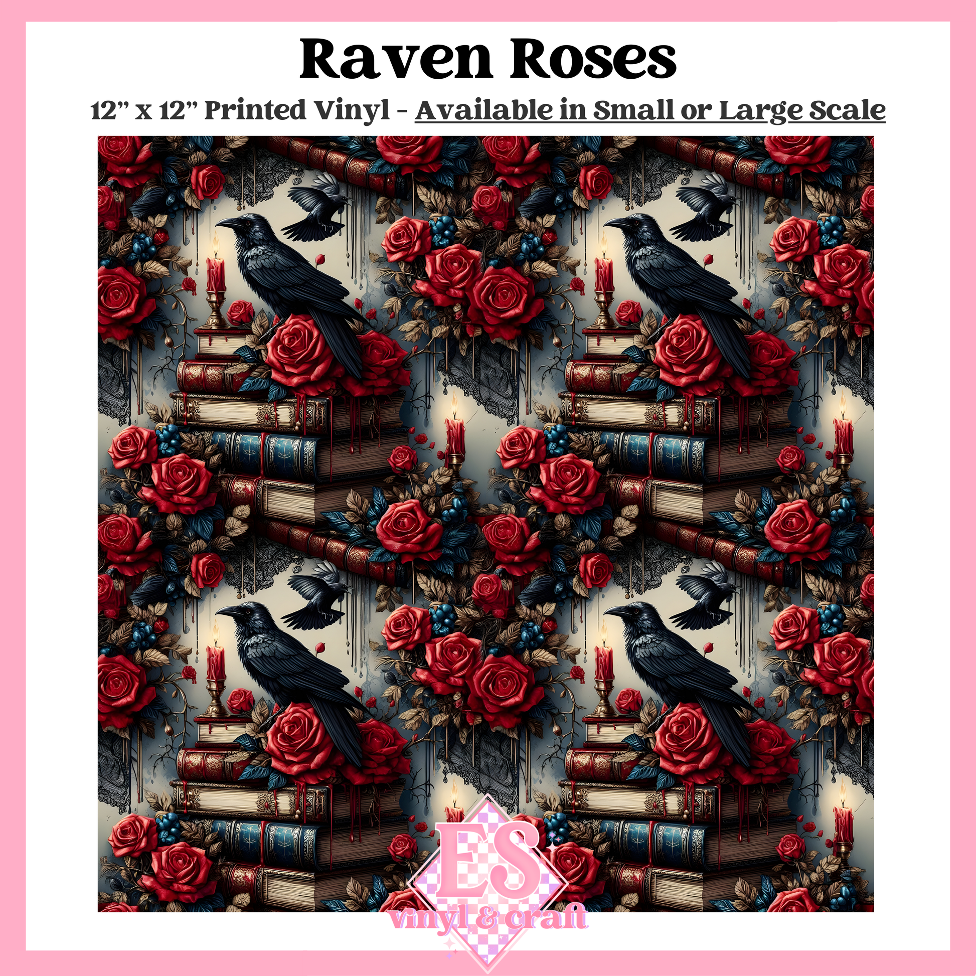 Raven Roses - Small or Large Scale Options - 12" x 12" Sheet image 0